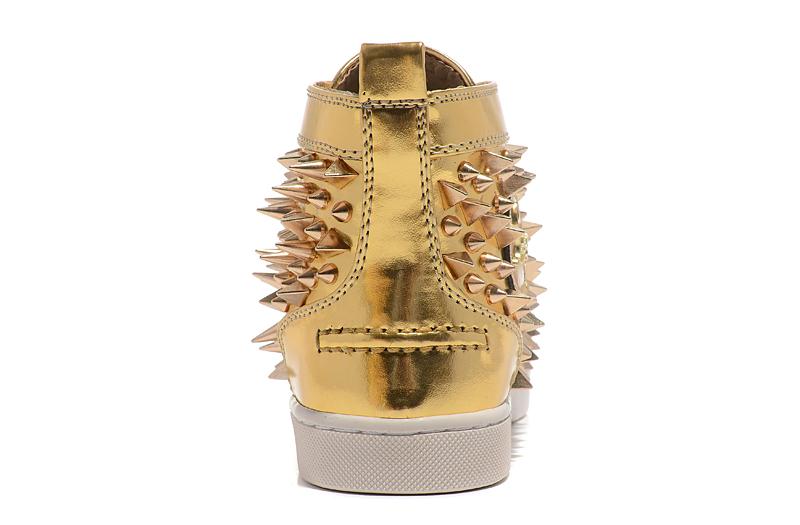 Christian Louboutin Metallic Gold Spiked High-Top Sneakers (Clearance Sale)