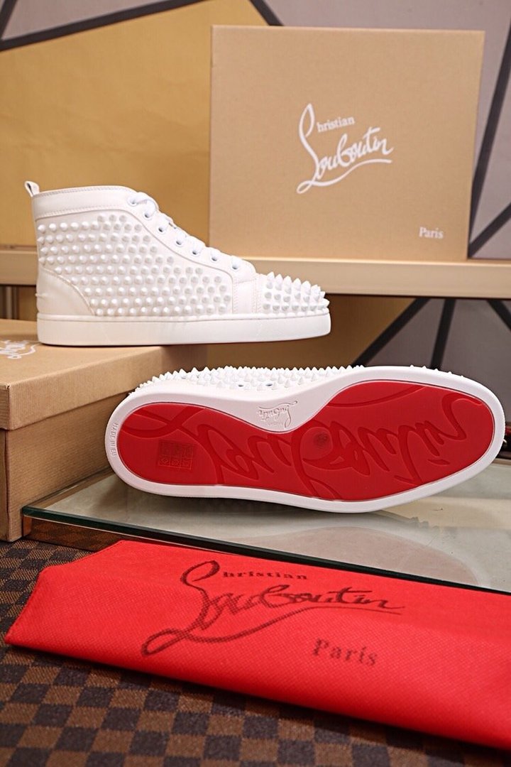 Christian Louboutin All-White High-Top Sneakers (Clearance Sale)