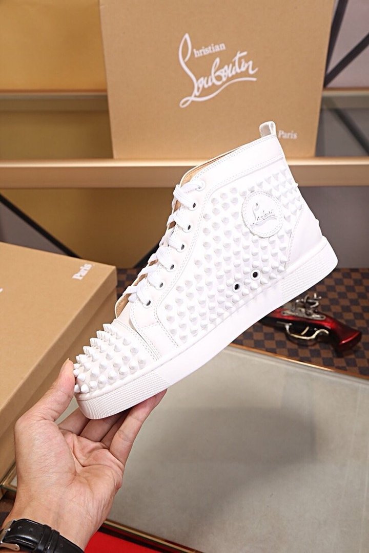 Christian Louboutin All-White High-Top Sneakers (Clearance Sale)