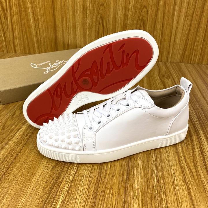 Christian Louboutin White Low-Top Lace-Up Sneakers (Clearance Sale)