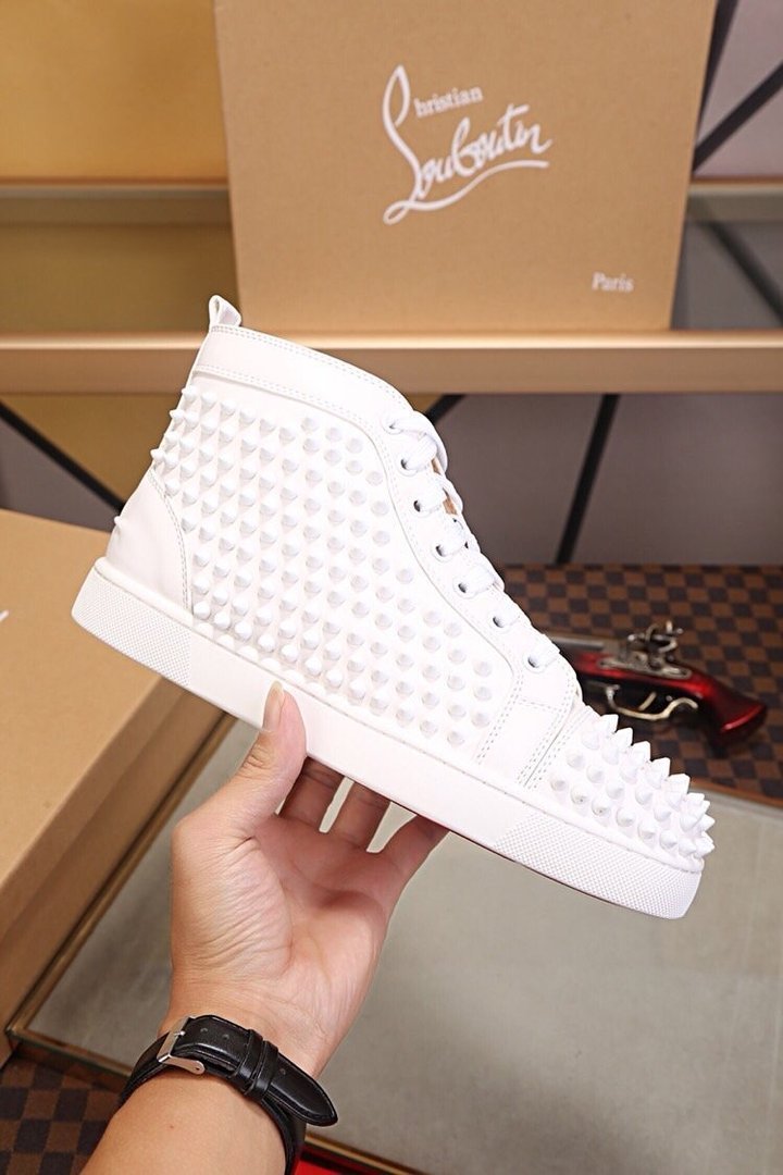 Christian Louboutin All-White High-Top Sneakers (Clearance Sale)