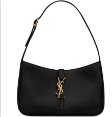 Saint Laurent Le 5 à 7 Hobo Bag Black Smooth Leather Gold YSL Logo